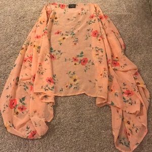 Peach floral kimono